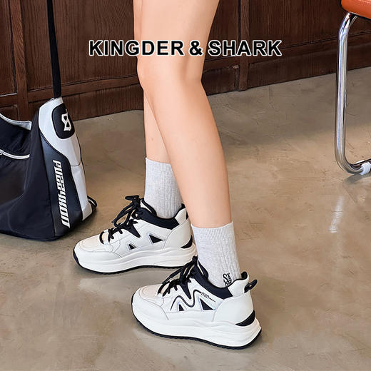 经典鲨2024年冬季新款时尚韩版拼色高帮平底休闲鞋跑步鞋女KW279-D58311 商品图0