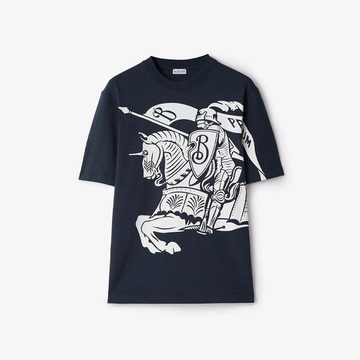 BURBERRY 巴宝莉 男士马术骑士徽标印花棉质圆领短袖T恤 深蓝色 8094779 C1172 商品图0