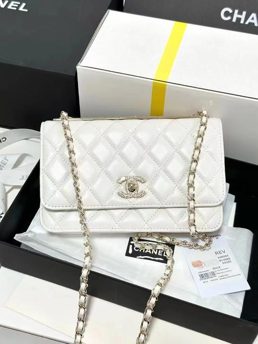 CHANEL 香奈儿  WOC 菱格纹链条包 手提斜挎包 单肩包 女款 白色（HH） 商品图0