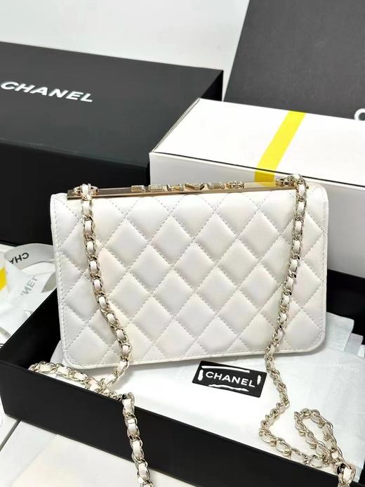 CHANEL 香奈儿  WOC 菱格纹链条包 手提斜挎包 单肩包 女款 白色（HH） 商品图1