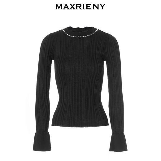 MAXRIENY极简复古感珍珠波浪领套头针织毛衫上衣(货号:MC88SW824) 商品图3