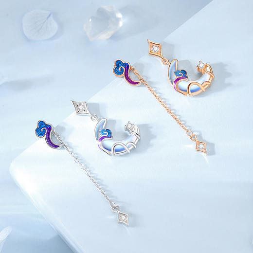 Winy925纯银祥云缠月耳钉送女友闺蜜节日生日礼物 商品图1