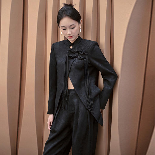 【顺丰包邮】99339 洛诗琳高级感新中式盘扣提花外套阔腿裤两件套219 商品图1