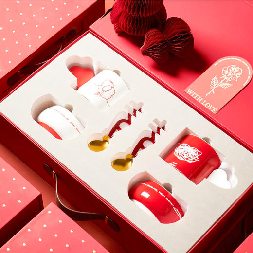 【慢慢相遇礼盒餐具】中国风红色喜庆餐具碗盘套装家用新婚礼物碗碟勺陶瓷盘碗碟礼盒装 商品图3