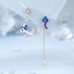 Winy925纯银祥云缠月耳钉送女友闺蜜节日生日礼物