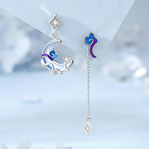 Winy925纯银祥云缠月耳钉送女友闺蜜节日生日礼物 商品图0