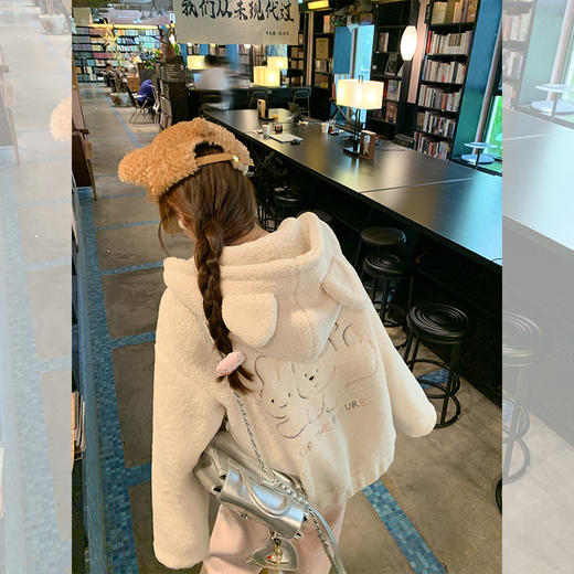 <曾小咸推荐>现货秒杀 ！微信超特价！小熊耳朵连帽羊羔毛外套 日常259.99 立减130 秒杀129.99！！ 商品图1