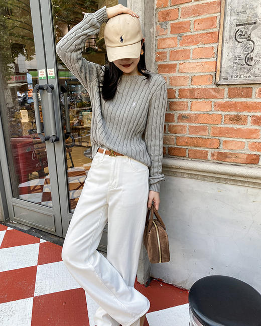 单品包邮现货 THS-特  RL polo马球家 Clean fit修身版 绞花编结绵纱/老钱百搭圆领针织衫 BM3193 商品图3