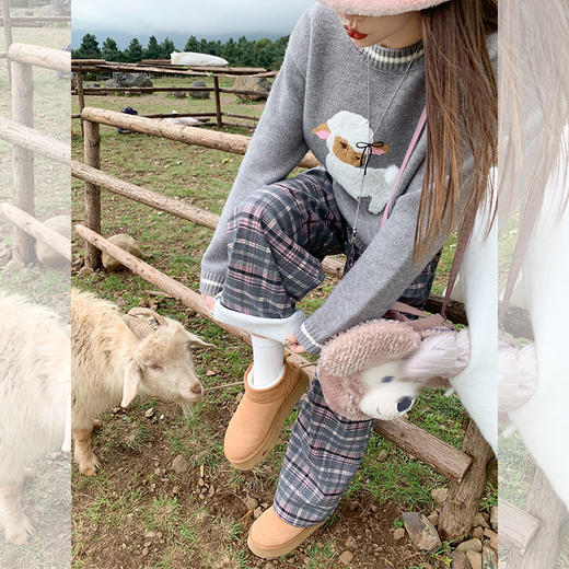 【179元任选2件】最后一波现货！灰色毛衣 灰粉格子裤 商品图1