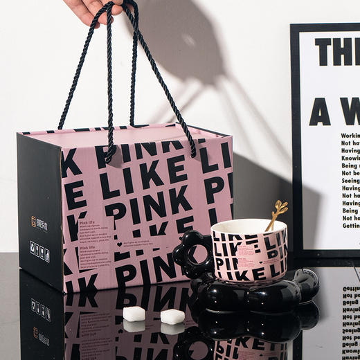 【BLACK PINK云朵咖啡杯】套装好看家用精致漂亮陶瓷杯子ins风黑色马克杯 商品图2