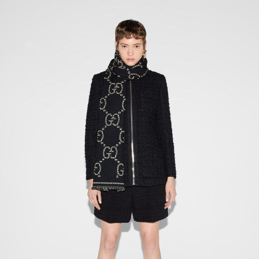 【二】GUCCI 古驰 男女通用格纹 GG 羊毛围巾 混色 660025 4G386 1066 商品图2