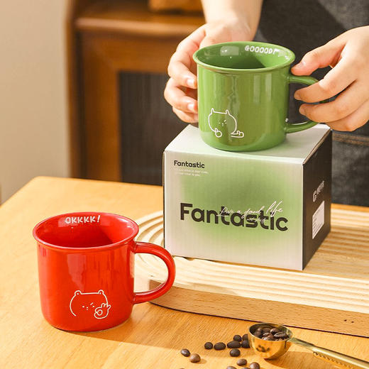 【简笔画反口杯】现代简约陶瓷喝水杯办公室马克杯咖啡杯子礼盒装送朋友 商品图3