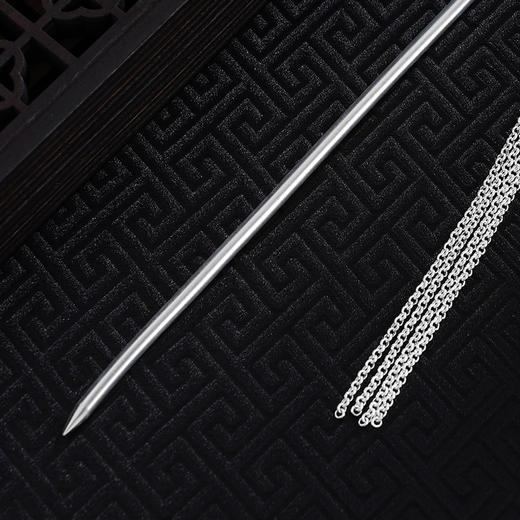 子佩集S990银【醉花问雪】发簪【LFZ000021】纯银扇子扇形流苏花丝2410 商品图4