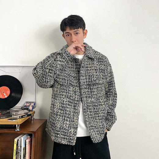 徐太浪时尚格子单排扣衬衫领羽绒服男秋冬保暖防寒大码白鸭绒外套 商品图2