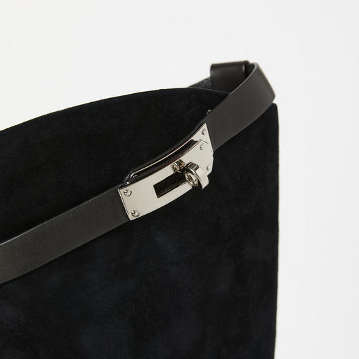 ROMI STUDIO高定制*牛皮配进口羊皮时尚高筒银扣骑士靴S2374 商品图2