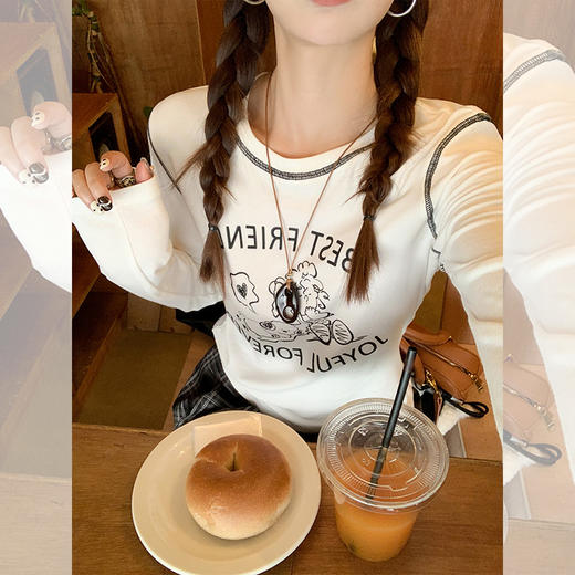 <曾小咸推荐>字母印花长袖T恤 商品图0