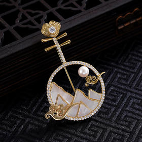 子佩集珍珠胸针【XXXZ226】山水祥云琵琶镀金2410