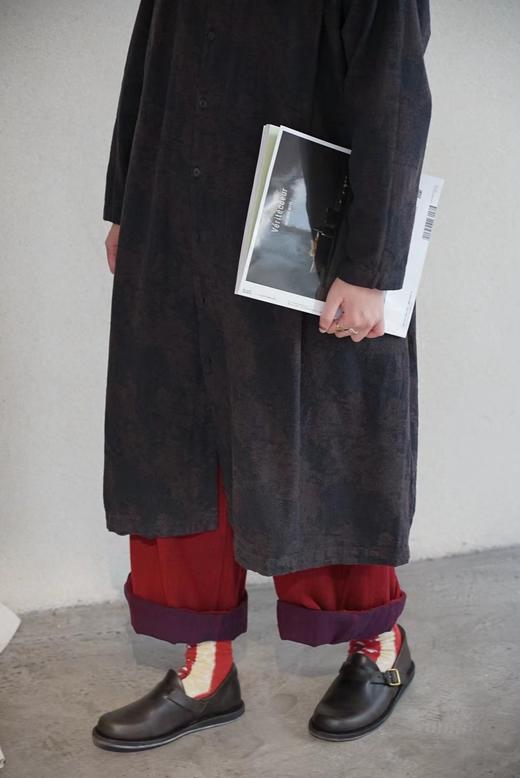 Mittan 丝棉麻混纺纽扣长袖无领连衣裙(OP-11) 商品图9