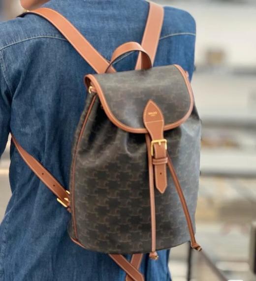 赛琳-凯旋门CELINEFOLCO标志印花牛皮革中号背包（HH） 商品图5