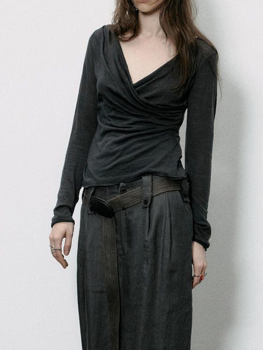 TU｜C05AW24-TP02-交叉领长袖打底衫 [ WT00 / 黑BK00 / 蓝灰BL25 ] 商品图7