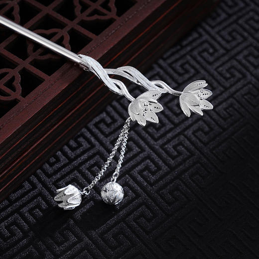 子佩集S990银【莲妆露裹】发簪【LFZ000017】纯银花丝2410 商品图1