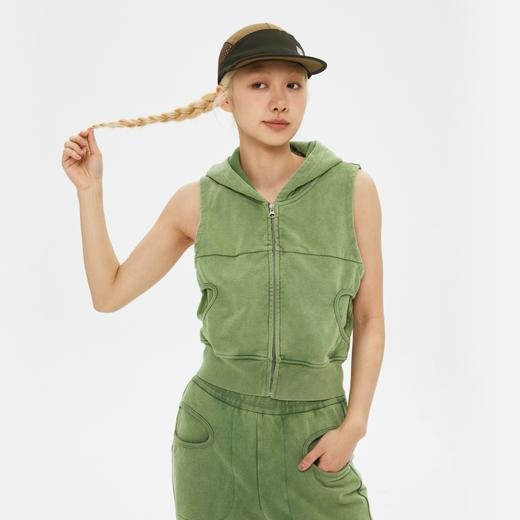 oneup洗水做旧卫衣马甲 商品图0