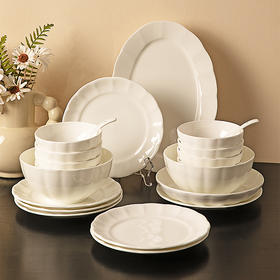 摩登主妇骨瓷餐具碗具白色盘子陶瓷碗家用2024新款高颜值米饭碗