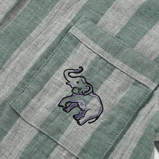 【竖条纹双层纱长袖长裤】日式无印家居服良品双层纱居家服睡衣全棉男款女款舒适竖条纹套装 商品图1