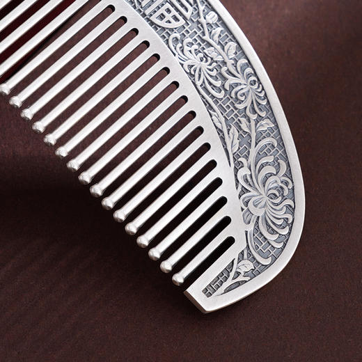 子佩集S999银【花中君子】梳子【BX0320095】纯银梳子梅兰菊竹仿古2410 商品图4