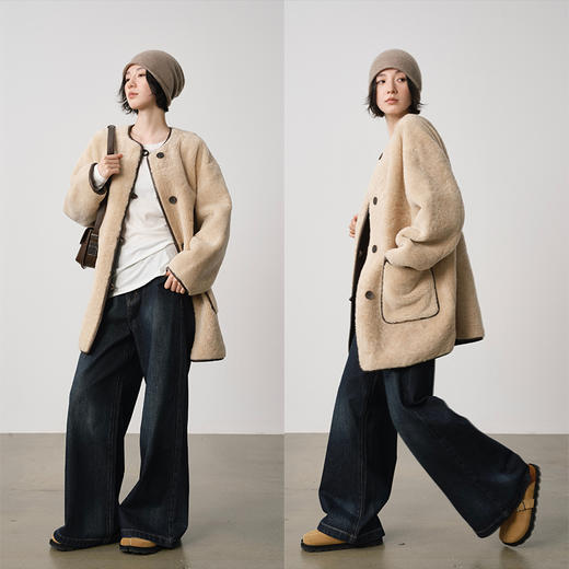 UMILAB【游牧】限量 南非进口皮毛一体廓形VTG皮草外套BC911H 商品图3