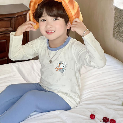 【69元起2套】【CCIA国棉认证】儿童A类莱卡棉长袖睡衣套装 中大童吸汗透气柔软亲肤秋衣秋裤套装家居服 商品图3