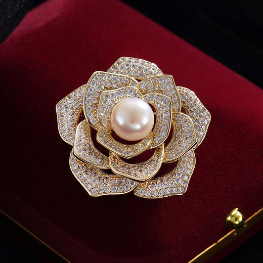 子佩集珍珠胸针【XXXZ217】山茶花镀金2410 商品图1