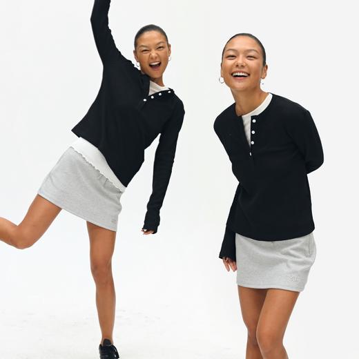 oneup华夫格亨利领合身长袖 商品图3