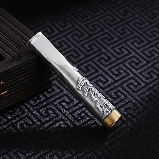 子佩集S999银【福缘集祥】烟嘴【BX028048】纯银小摆件-迎客松仿古2410 商品图1