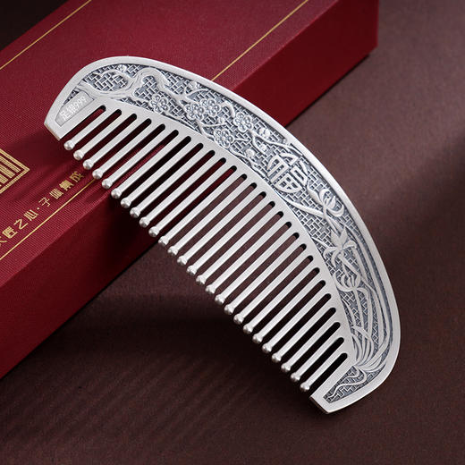 子佩集S999银【花中君子】梳子【BX0320095】纯银梳子梅兰菊竹仿古2410 商品图1