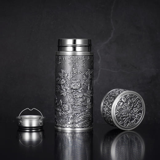 子佩集S999银【富贵满堂】杯摆件【DLBJB043-75】纯银内胆-仿古泡茶杯2410 商品图3