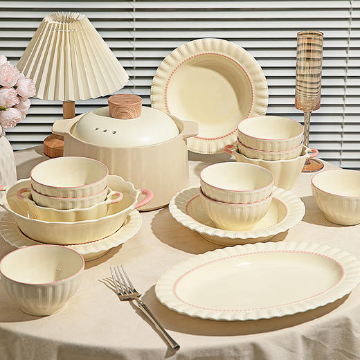 摩登主妇法式奶油风碗碟套装乔迁餐具家用2024新款高颜值新婚礼物 商品图4
