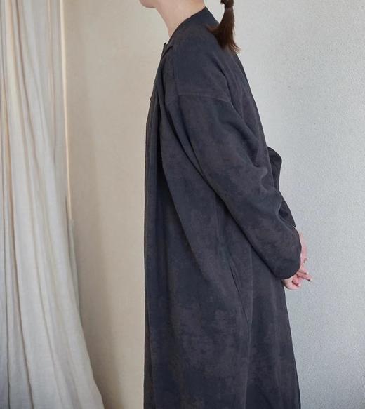 Mittan 丝棉麻混纺纽扣长袖无领连衣裙(OP-11) 商品图11