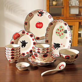 摩登主妇陶瓷碗可爱餐具碗具家用2024新款高颜值盘子儿童碗早餐盘