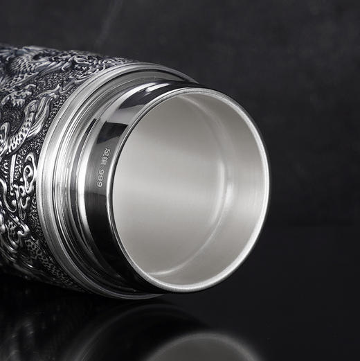 子佩集S999银【苍龙逐日】杯摆件【DLBJB042-75】纯银内胆-仿古泡茶杯2410 商品图5