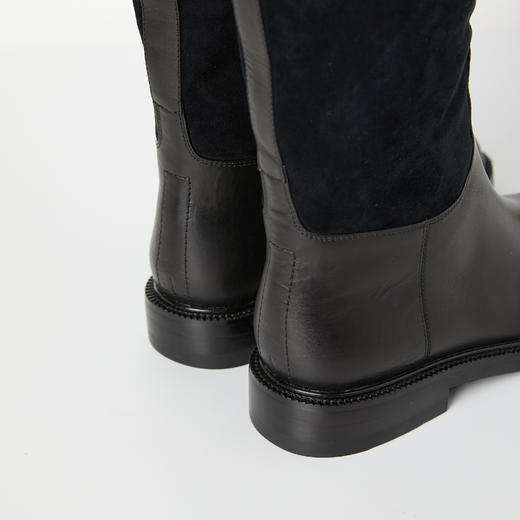 ROMI STUDIO高定制*牛皮配进口羊皮时尚高筒银扣骑士靴S2374 商品图4