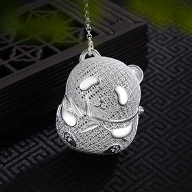 子佩集S999银【熊猫之颂】茶包【CP811】纯银茶具(可打开)花丝2410