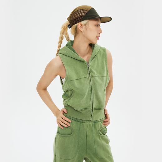 oneup洗水做旧卫衣马甲 商品图4