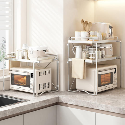 摩登主妇微波炉置物架子新款储物支厨房台面双层电饭锅煲烤箱收纳 商品图4