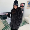 YF2105 2024新款皮草年轻款水貂毛天鹅绒貂皮大衣女拼貂中长款连帽外套女 商品缩略图3