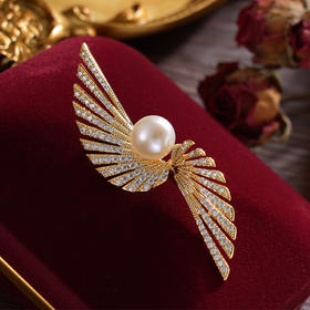 子佩集珍珠胸针【XXXZ222】羽扇翅膀镀金2410