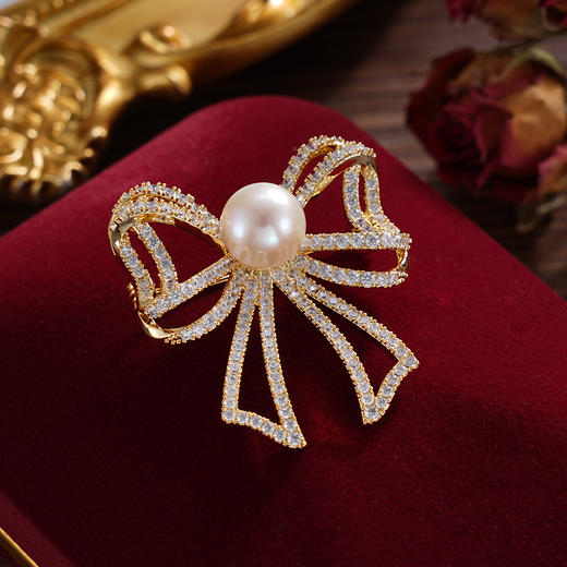 子佩集珍珠胸针【XXXZ220】蝴蝶结镀金2410 商品图1