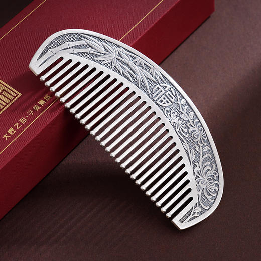 子佩集S999银【花中君子】梳子【BX0320095】纯银梳子梅兰菊竹仿古2410 商品图2