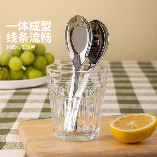 摩登主妇316食品级不锈钢勺子家用平底勺儿童吃饭专用餐勺汤勺 商品图3