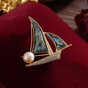 子佩集珍珠胸针【XXXZ229】帆船贝母镀金2410